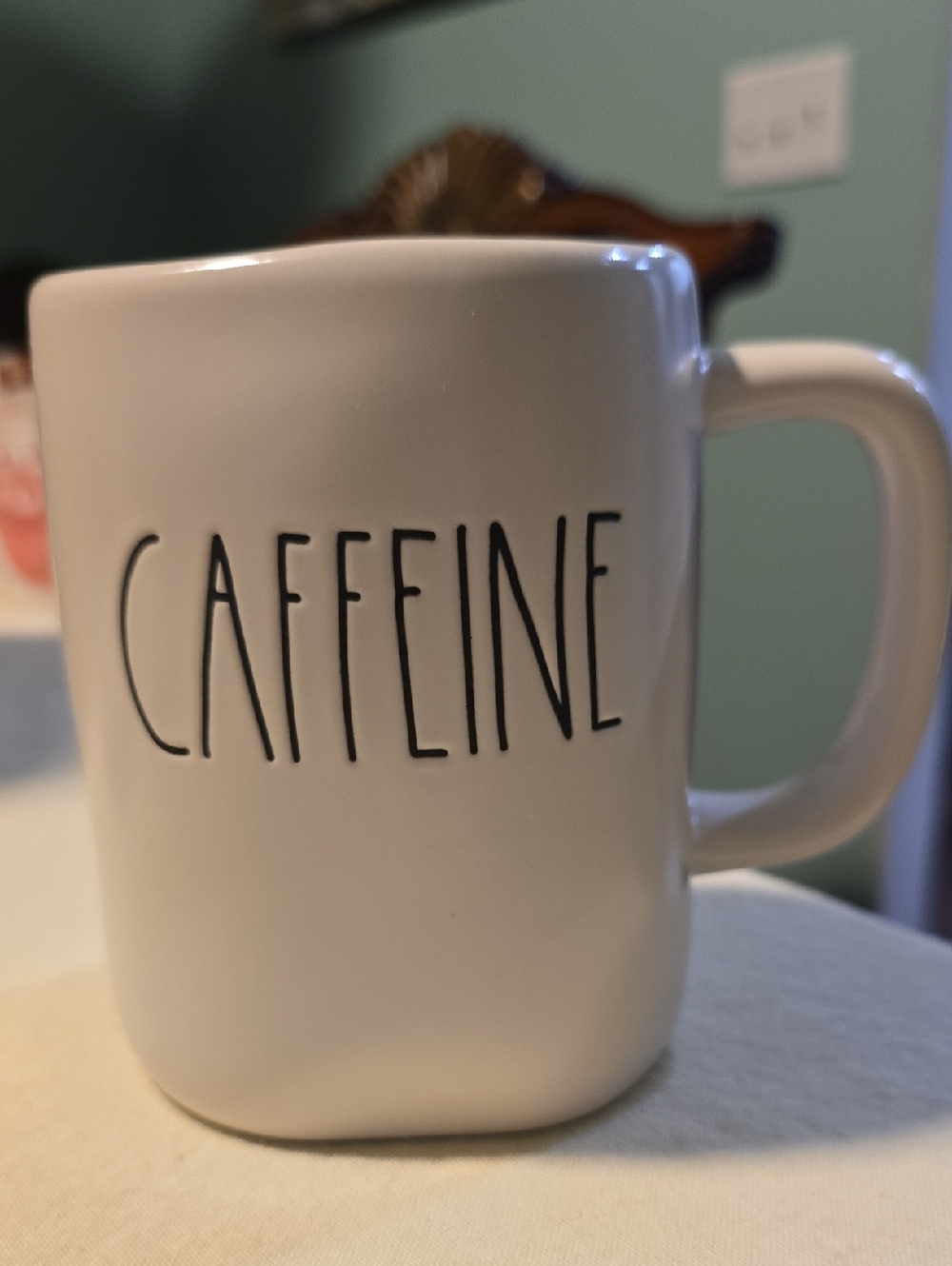 Rae Dunn White Mug with Black CAFFEINE Script